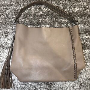 All Saints Taupe Shoulder Bag with Tassel